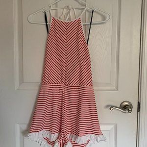 Forever 21 Women's Red/White Striped Halter Romper, size S, NWT